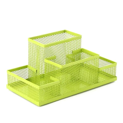 New 3/4 Grids Table Organizer Office Desk Top Storage Box Black Mesh Pen Holder File Storage Rack Metal Pen Holder