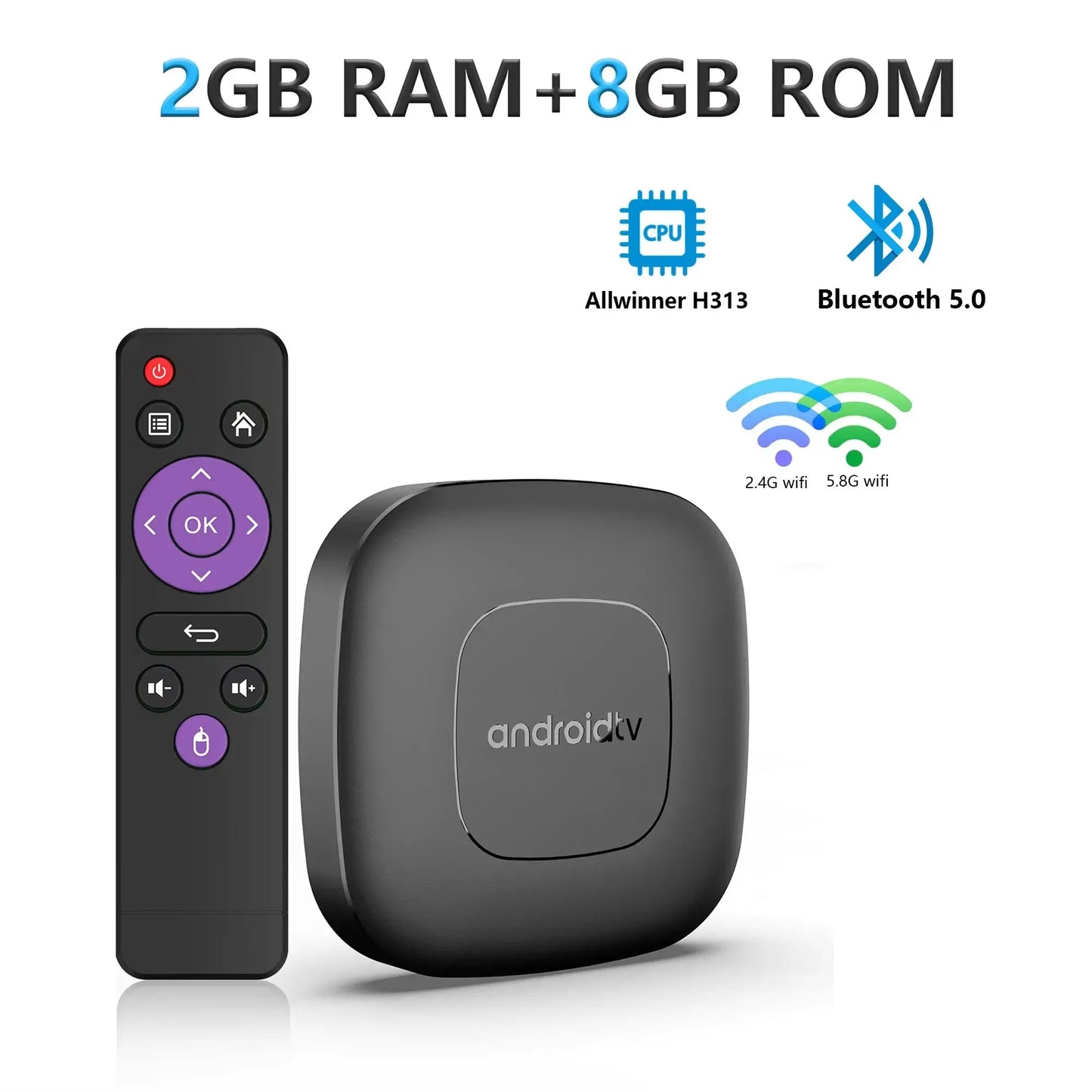 Mortal T1 4K Smart Streaming Media Player Android 14 2.4G&5G Wifi Dual-Band Voice Assistant BT5.0 Allwinner H313 TV Box Shoporiz