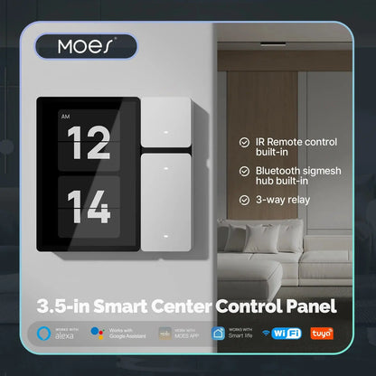 MOES Tuya WiFi Smart Control Panel 3.5' Touch Screen with 3 Relays Buttons IR Remote Bluetooth Sigmesh Hub for Home Automation Shoporiz