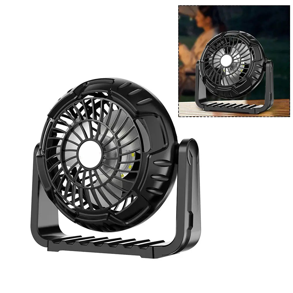 Portable Camping Fan with Integrated LED Light Perfect for Outdoor Adventures Adjustable Airflow and Bright Illumination My Store