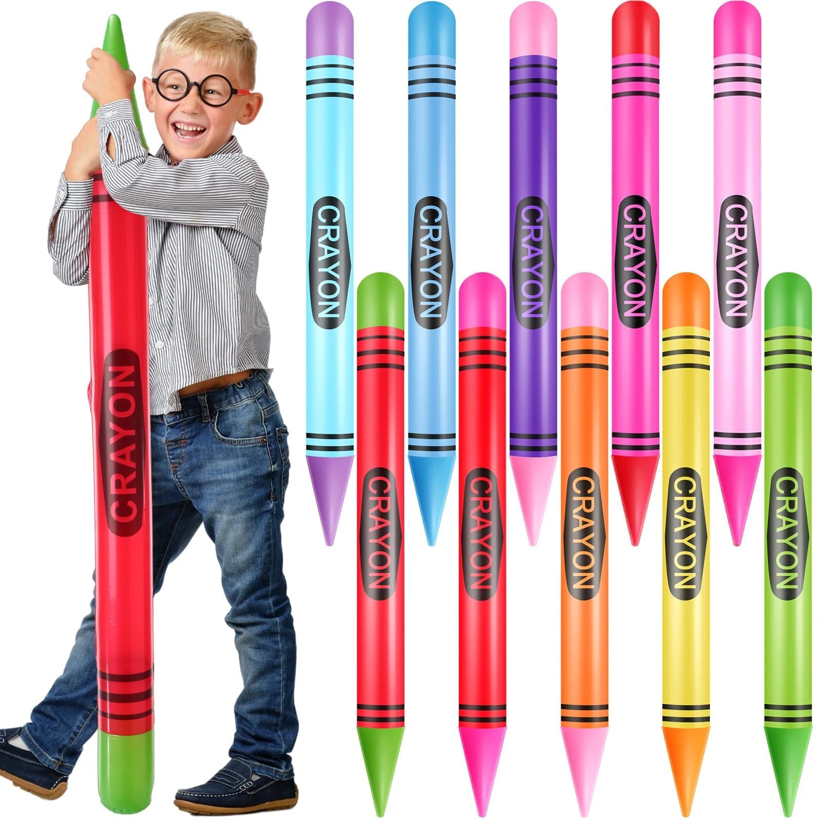 Jumbo Inflatable Crayon Balloon Neon Back to School Party Decoration First Day Of School Classroom Supplies shoporiz