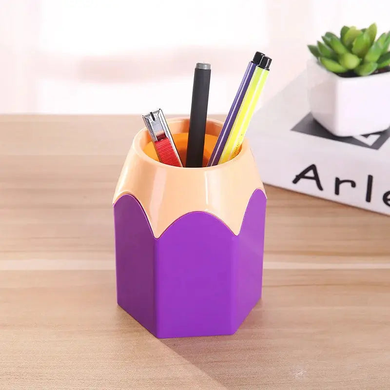 Cute Pencil Head Shape Pen Holder Pencil Storage Box Student Desktop Office Shoporiz