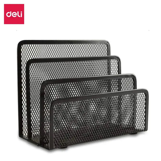 3-Layer Black Metal Iron Mesh Notebook Stand Rack Desk Organizer for Papers Magazines Documents Books - Mesh Holder for Office