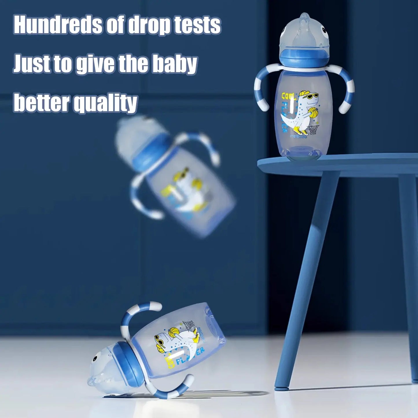 150ml/270ml baby cartoon bottle, 0-3 years old newborn feeding bottle, drop-proof and leak-proof, food grade safe PP material Shoporiz