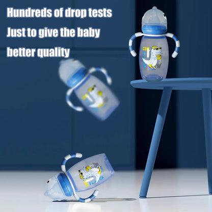 150ml/270ml baby cartoon bottle, 0-3 years old newborn feeding bottle, drop-proof and leak-proof, food grade safe PP material Shoporiz