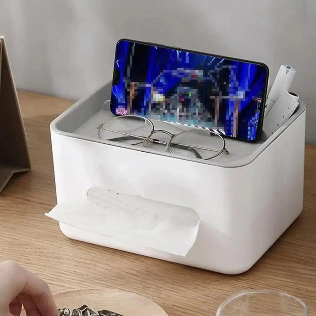 1pc- Gray Multifunctional Tissue Storage Box