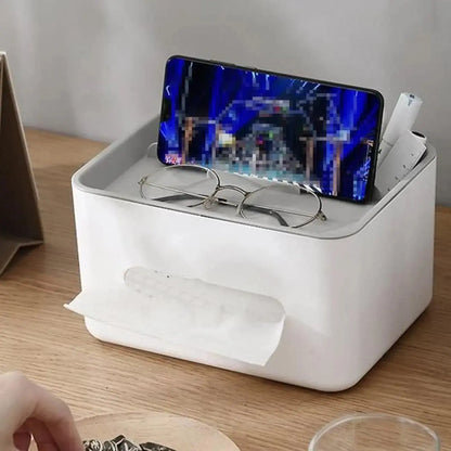 1pc- Gray Multifunctional Tissue Storage Box