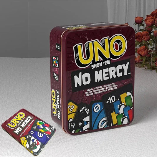Uno No Mercy Metal Box Paper Box Game Board Games Table Family Party Entertainment UNO Cards Toy Children Birthday New Year Gift