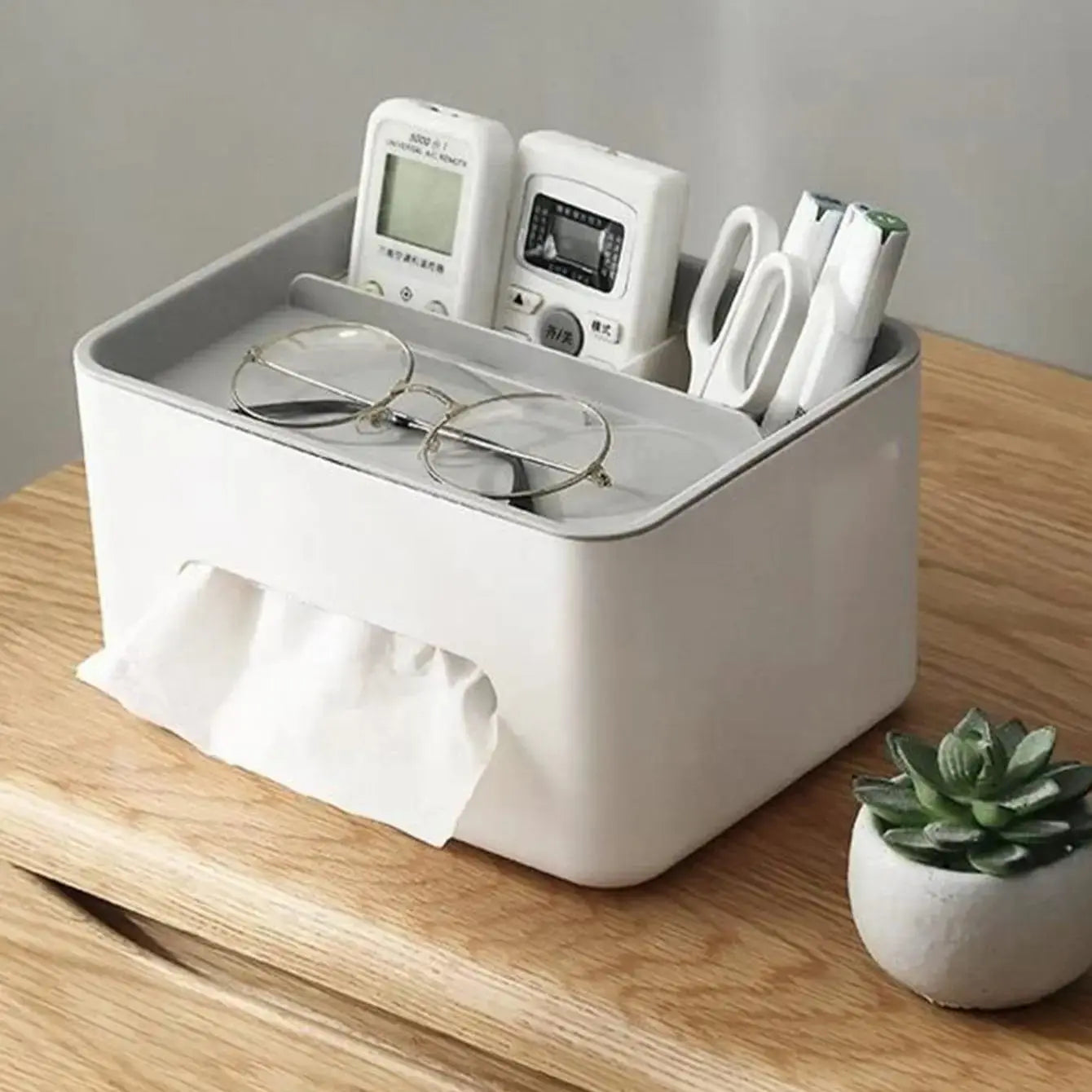 1pc- Gray Multifunctional Tissue Storage Box