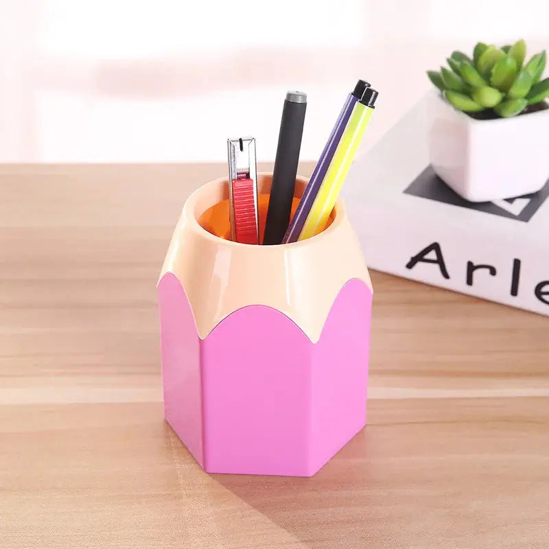 Cute Pencil Head Shape Pen Holder Pencil Storage Box Student Desktop Office Shoporiz