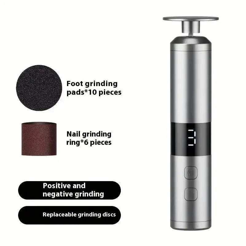 3-speed adjustment, LCD display screen, 16 interchangeable heads for home/foot and hand care, fast charging