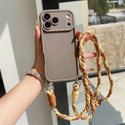 TPU Soft Silicone Crossbody Lanyard Phone Case for IPhone Air 17 16 15 Plus 14 13 12 11 Pro Max SE2022 Rope Necklace Strap Cover