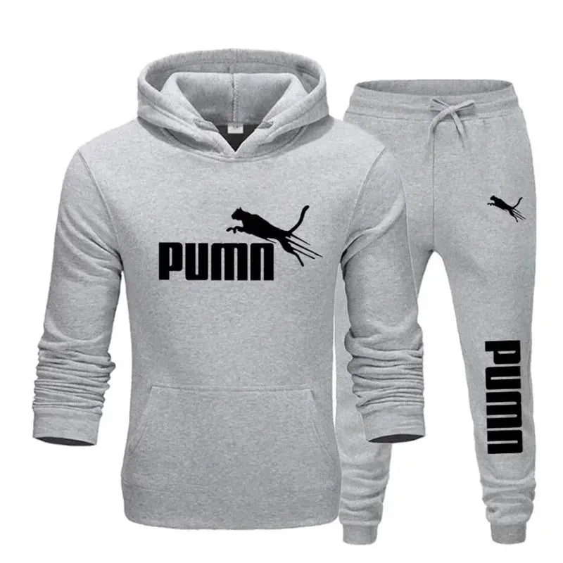 New autumn and winter men's pullover hoodie + pants 2-piece fashionable and trendy fitness jogging casual sportswear set Shoporiz