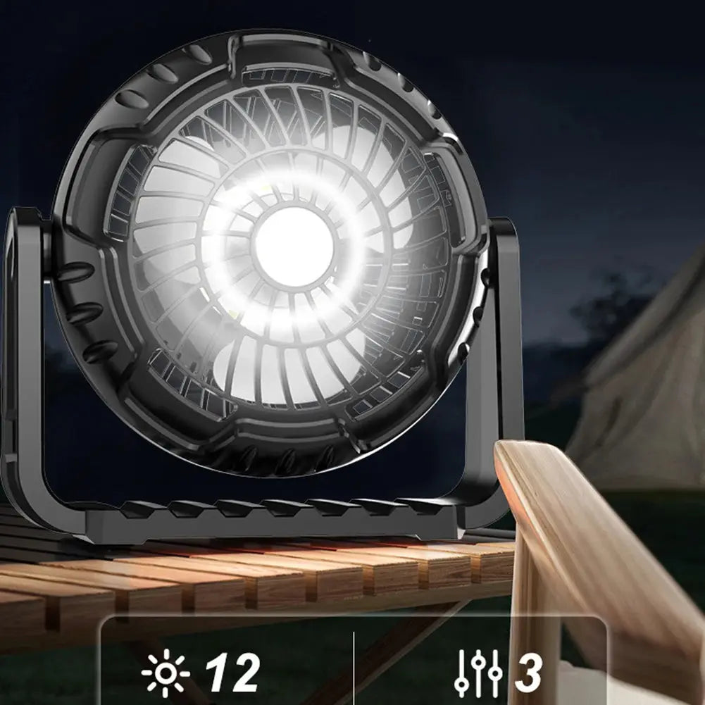 Portable Camping Fan with Integrated LED Light Perfect for Outdoor Adventures Adjustable Airflow and Bright Illumination My Store