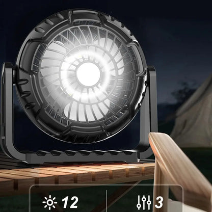 Portable Camping Fan with Integrated LED Light Perfect for Outdoor Adventures Adjustable Airflow and Bright Illumination My Store