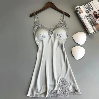 Sexy Pajamas Women's Silk Suspender Nightdress Ladies Spring And Summer Ice Silk Thin Halter Home Service Satin Night Dresses Shoporiz