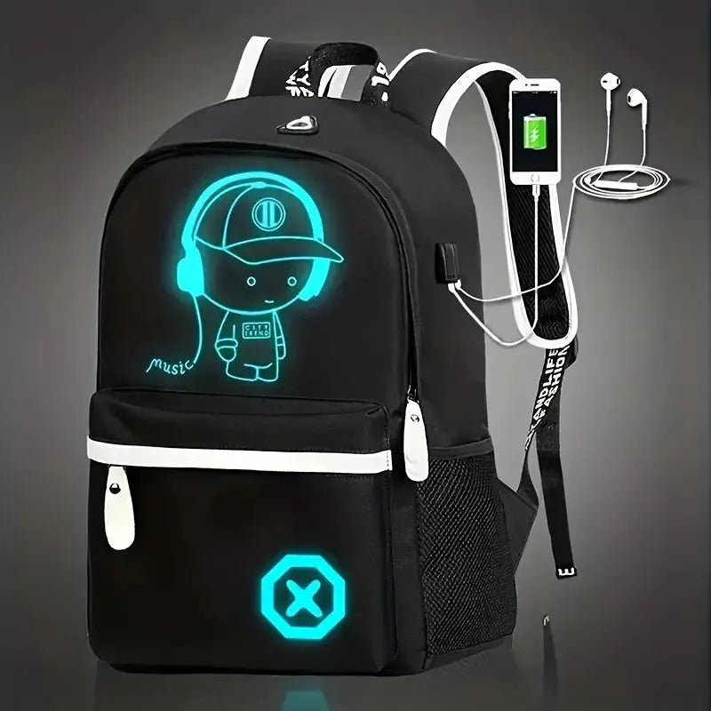 Children Backpack School Bags For Boy Girls Anime Luminous School Backpack Kids Waterproof Book Bag USB Charging