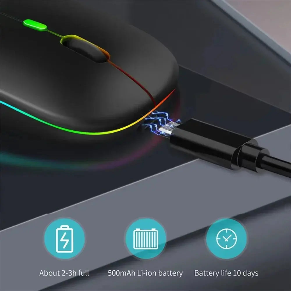 2.4G Wireless Mouse RGB Colorful Mouse Rechargeable Mouse Silent Mouse USB Gaming Mouse Mice 1600DPI for PC Laptop Macbook Pro My Store