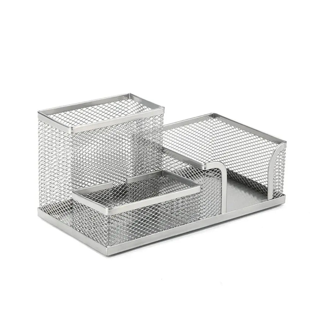 New 3/4 Grids Table Organizer Office Desk Top Storage Box Black Mesh Pen Holder File Storage Rack Metal Pen Holder