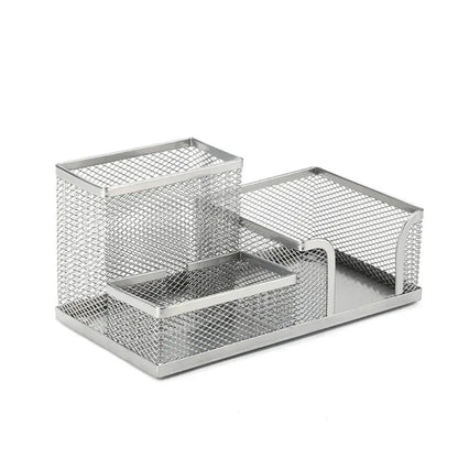 New 3/4 Grids Table Organizer Office Desk Top Storage Box Black Mesh Pen Holder File Storage Rack Metal Pen Holder