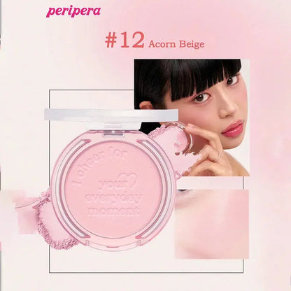 K-Beauty Single Color Blush Palette, Matte Fine Powder Cheek Blush, Non-Cakey, Long-Lasting, Nude Makeup, K-Beauty Cosmetic