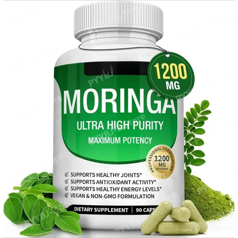 Moringa Capsules 1200mg Pure Moringa Powder Oleifera Leaf Superfood Rich in Antioxidant Skin Health Immune Support Natural