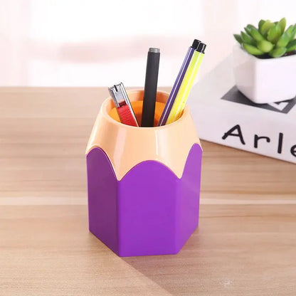 Cute Pencil Head Shape Pen Holder Pencil Storage Box Student Desktop Office Shoporiz