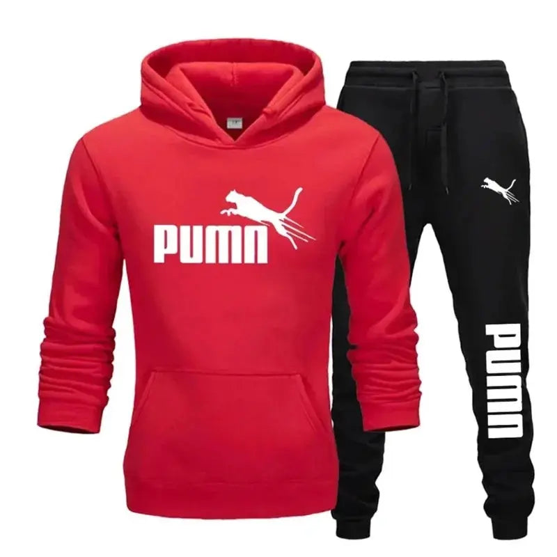 New autumn and winter men's pullover hoodie + pants 2-piece fashionable and trendy fitness jogging casual sportswear set Shoporiz