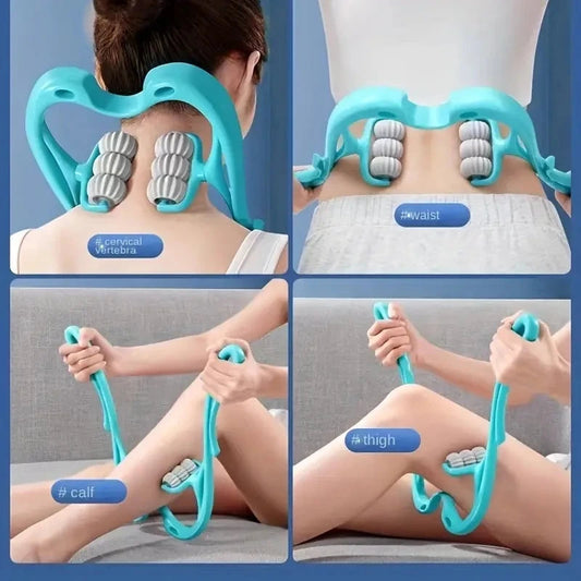 Cervical Massager Clip Neck Massage Artifact Six Wheel Neck Kneading Massager Manual Multifunctional Home Use Fatigue Relief shoporiz