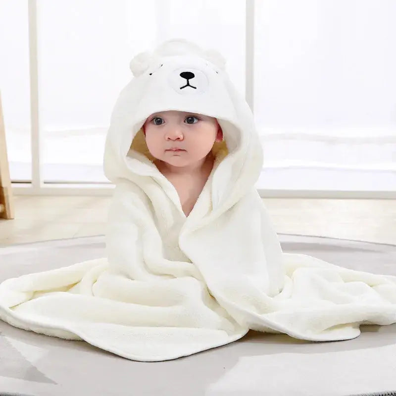 Baby Bath Towel Children's Bathrobe Newborn Baby Cartoon Blanket Super Soft Absorbent Hooded Hug Quilt80x80cm Shoporiz