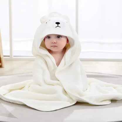 Baby Bath Towel Children's Bathrobe Newborn Baby Cartoon Blanket Super Soft Absorbent Hooded Hug Quilt80x80cm Shoporiz