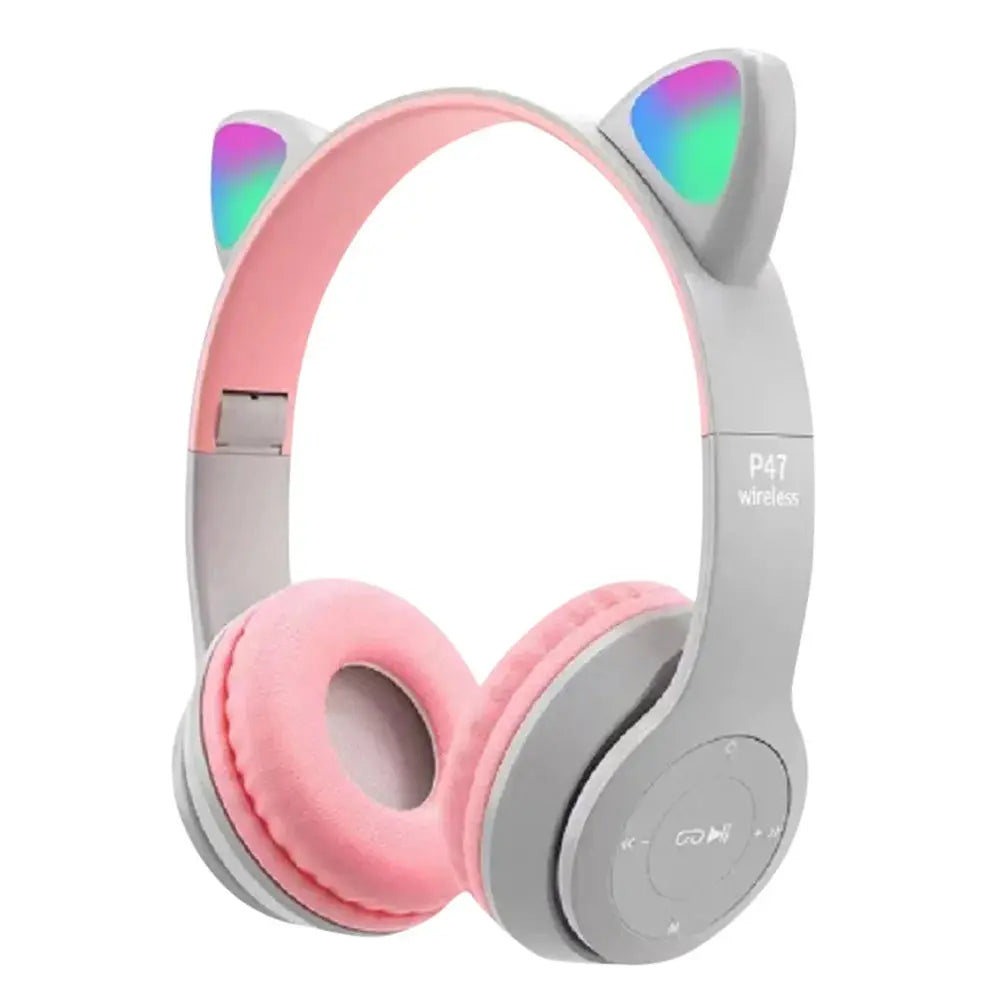 Cute Cat Ear Headphones with RGB LED Light Wireless Headset