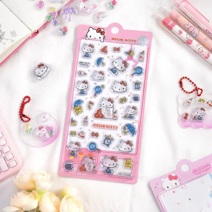 Hello Kitty  Sanrio 3D Embossed Crystal Stickers Children Girl Cartoon  Toys DIY Decoration Reward Stickers Holiday Gifts shoporiz