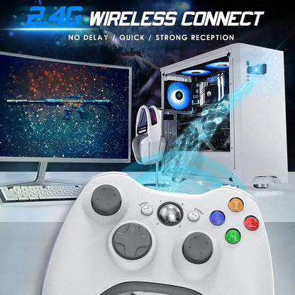 2.4G Wireless Controller For Xbox 360 Game Controller with Dual-Vibration Turbo Compatible with Xbox 360/360 Slim and PC Window My Store