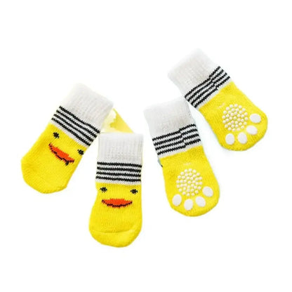 4Pcs Pet Cat Dog Floor Anti-slip Socks Autumn Winter Warm Soft Wool Socks Pet Kitten Puppy Anti-freeze Feet Paw Protector Socks