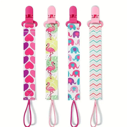 4pcs/set Newborn pacifier chain clip Double-sided printed pacifier Belt Pacifier holder Infant feeding Shoporiz