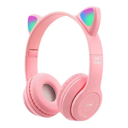 Cute Cat Ear Headphones with RGB LED Light Wireless Headset