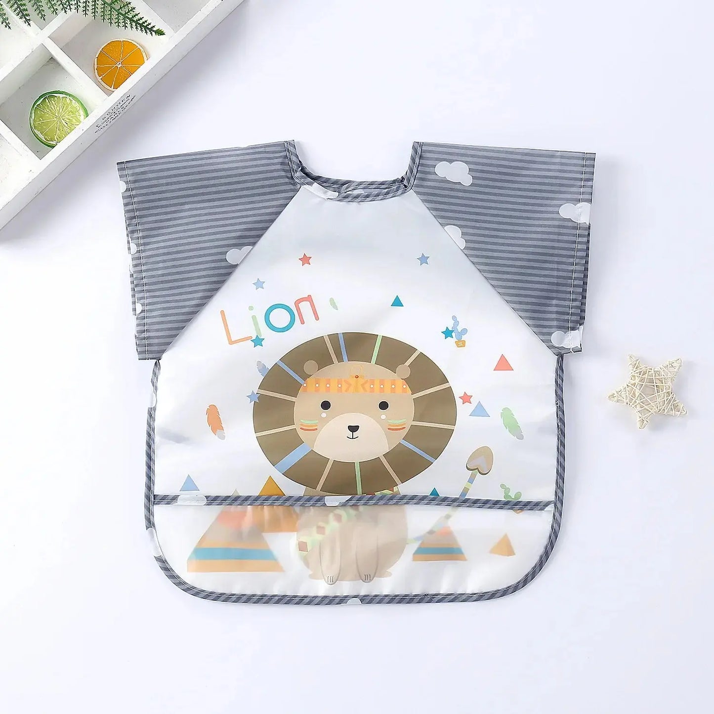 0-3Y Boys Girls Burp Clothes Waterproof Eating Smock Infant Toddler Baby Cartoon Sleeveless Art Apron Animal Smock Soft Baby Bib