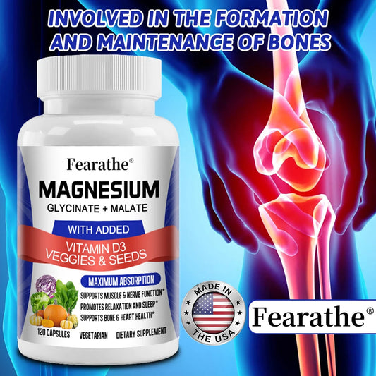 Magnesium Capsules - Magnesium Malate + Glycinate Supplement, Helps Boost Immunity, Promote Heart Health and Strong Bones shoporiz