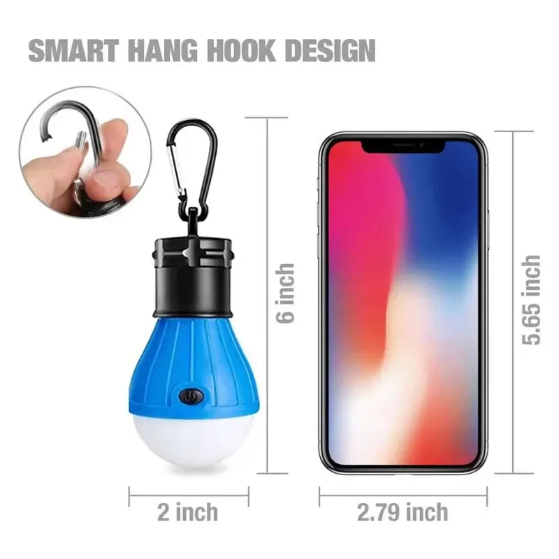 Portable Camping Light Mini LED Bulb Emergency Lamp 3 Lighting Modes Outdoor Night Work Lights Tent Hanging Lamp with Hooks My Store