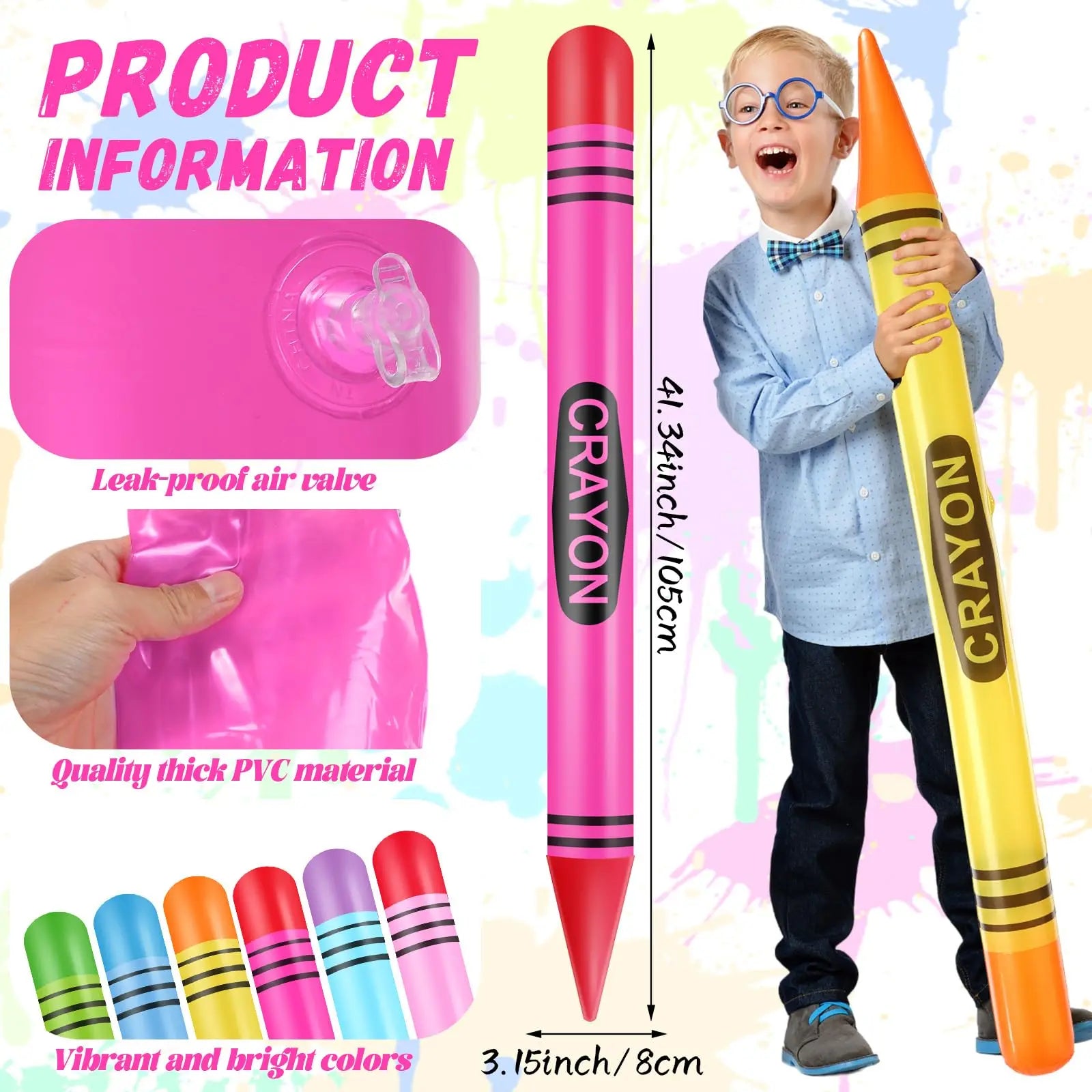 Jumbo Inflatable Crayon Balloon Neon Back to School Party Decoration First Day Of School Classroom Supplies shoporiz