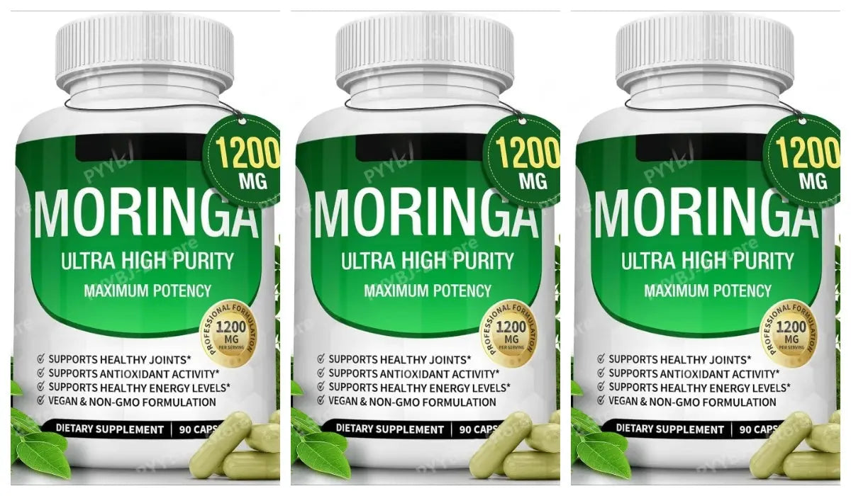 Moringa Capsules 1200mg Pure Moringa Powder Oleifera Leaf Superfood Rich in Antioxidant Skin Health Immune Support Natural