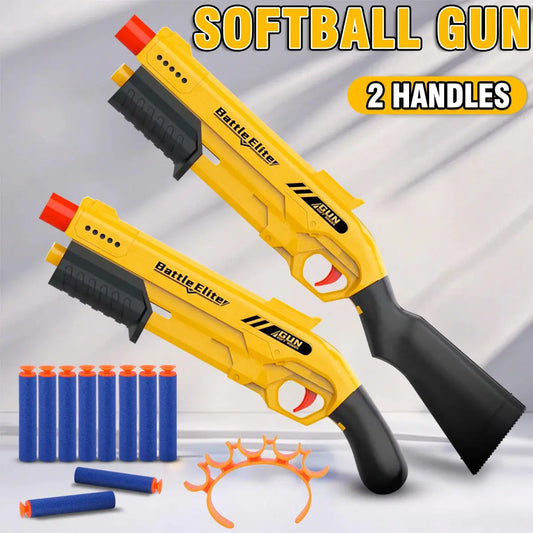 Kids Outdoor Dual Handles Foam Dart Blaster Gun Safe Ammo Soft Bullet Multi Colors Battle Toy for Children