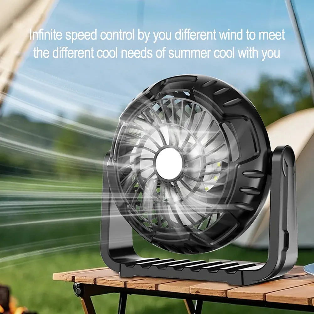 Portable Camping Fan with Integrated LED Light Perfect for Outdoor Adventures Adjustable Airflow and Bright Illumination My Store