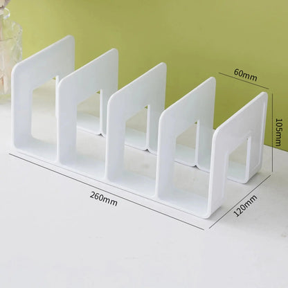 ABS Bookends Stand Bookshelf Divider Book Paper Files Storage Rack 4 Compartments Rack Book Organizer for Home Office Classroom Shoporiz