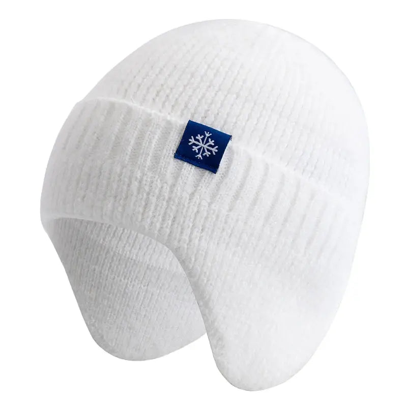 Women's Winter Earflap Beanie Hat Candy Colors Faux Fur Knitted Kpop Style Soft Streetwear Cap Casual Solid Color Skullies