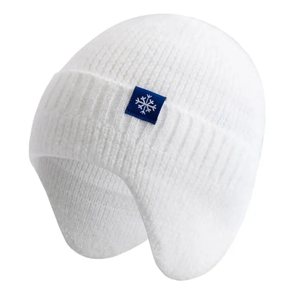 Women's Winter Earflap Beanie Hat Candy Colors Faux Fur Knitted Kpop Style Soft Streetwear Cap Casual Solid Color Skullies