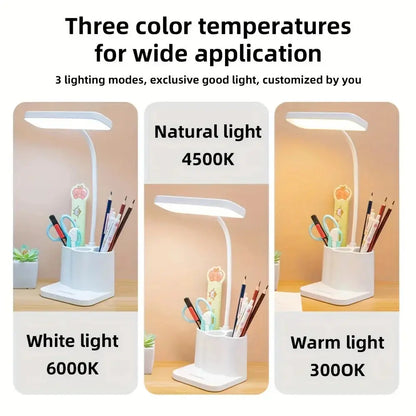 USB Rechargeable Table Lamp Learning Dormitory Bedroom Bedside LED Night Light Eye Protection 3 Levels Dimmable Touch Desk Lamp Shoporiz