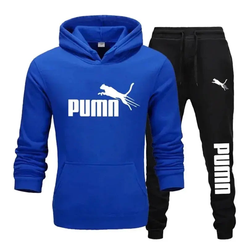 New autumn and winter men's pullover hoodie + pants 2-piece fashionable and trendy fitness jogging casual sportswear set Shoporiz