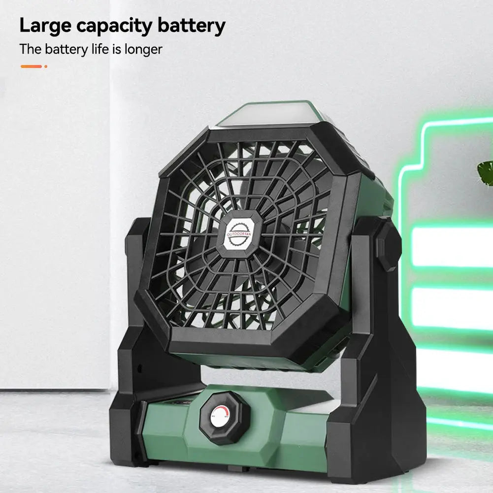 Portable Rechargeable Fan 6 To 25 Hours Adjustable Speed 7800mAh Outdoor Camping Fan with Led Lights for Tent Fishing Picnic Fan My Store